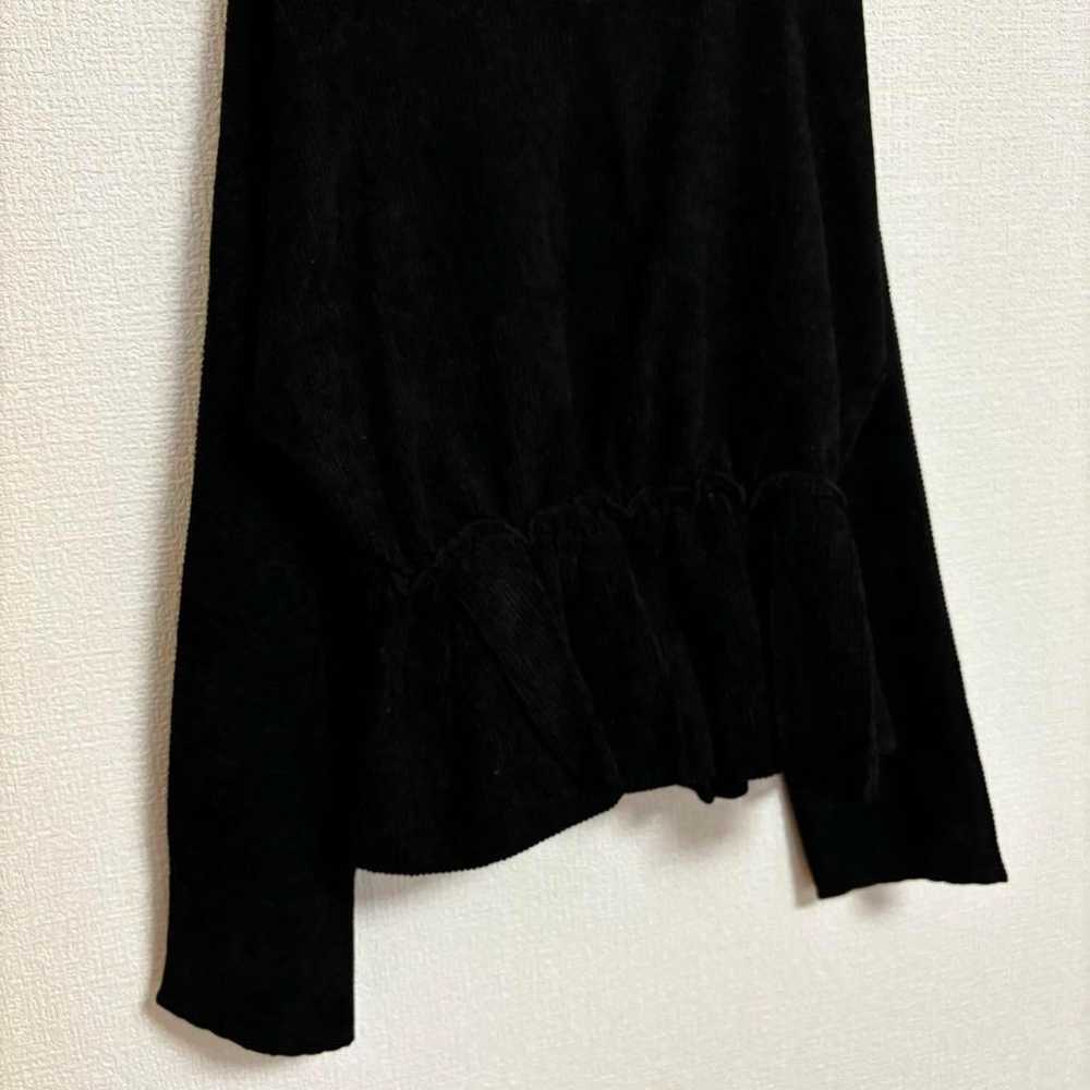 JUNOAH Gathered Velour Blouse Long Sleeves Black - image 3