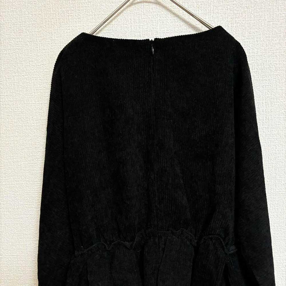 JUNOAH Gathered Velour Blouse Long Sleeves Black - image 4