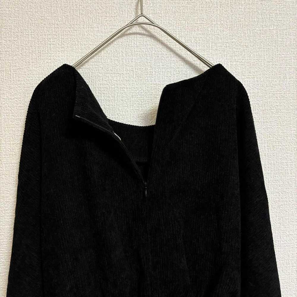 JUNOAH Gathered Velour Blouse Long Sleeves Black - image 6