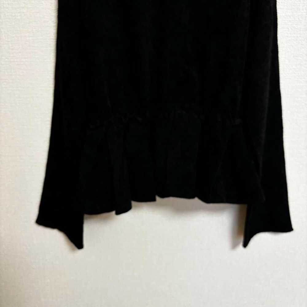 JUNOAH Gathered Velour Blouse Long Sleeves Black - image 7