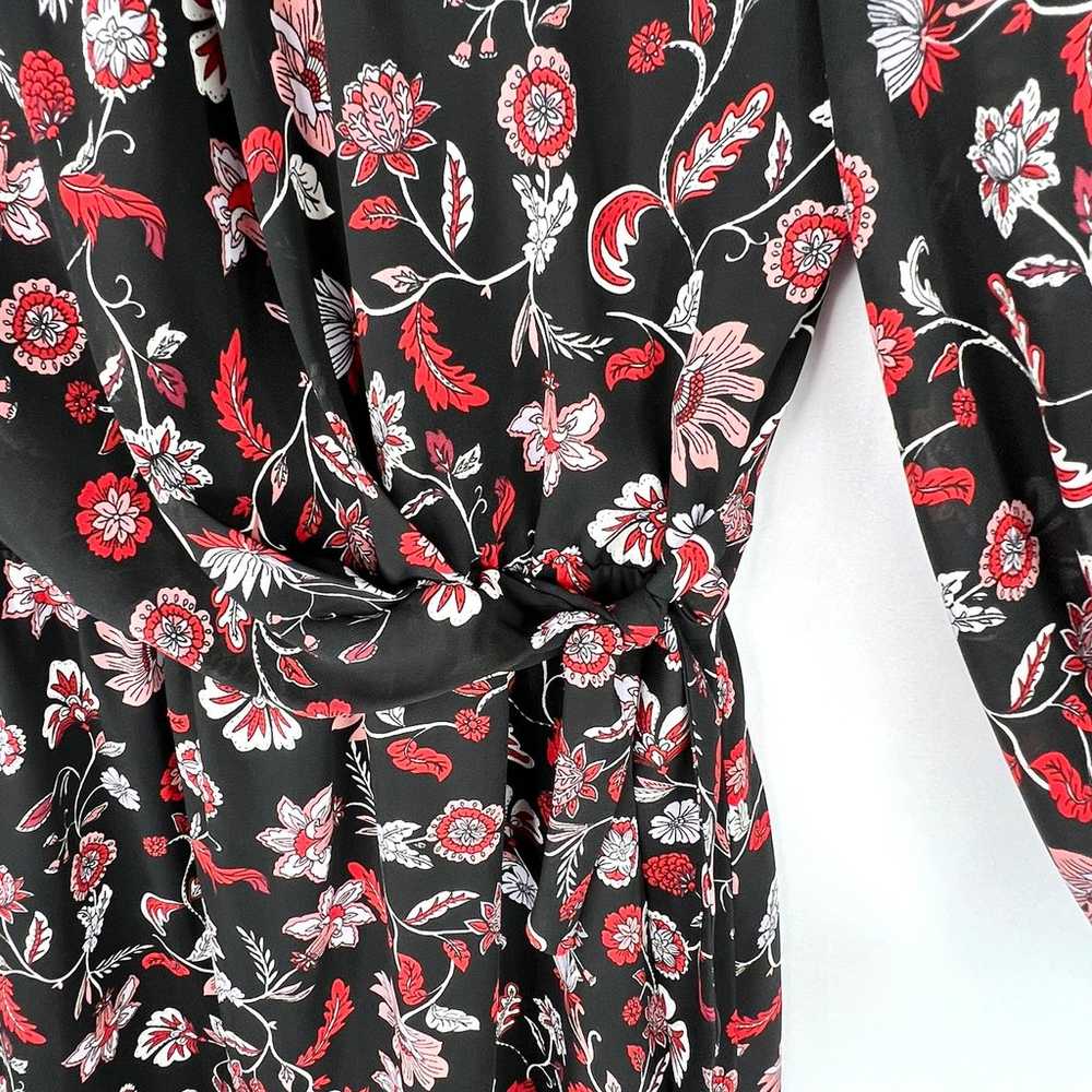 Banana Republic Black Floral Print Long Sleeve Dr… - image 10