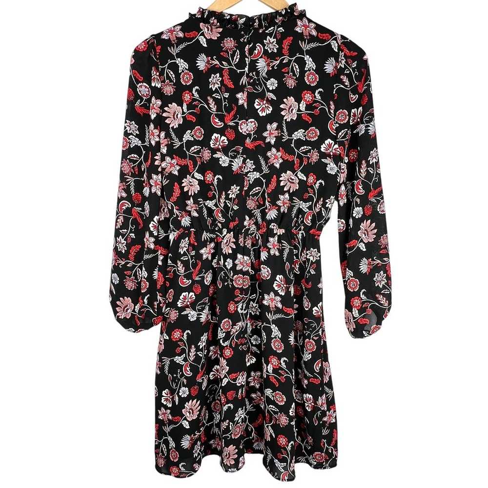 Banana Republic Black Floral Print Long Sleeve Dr… - image 2