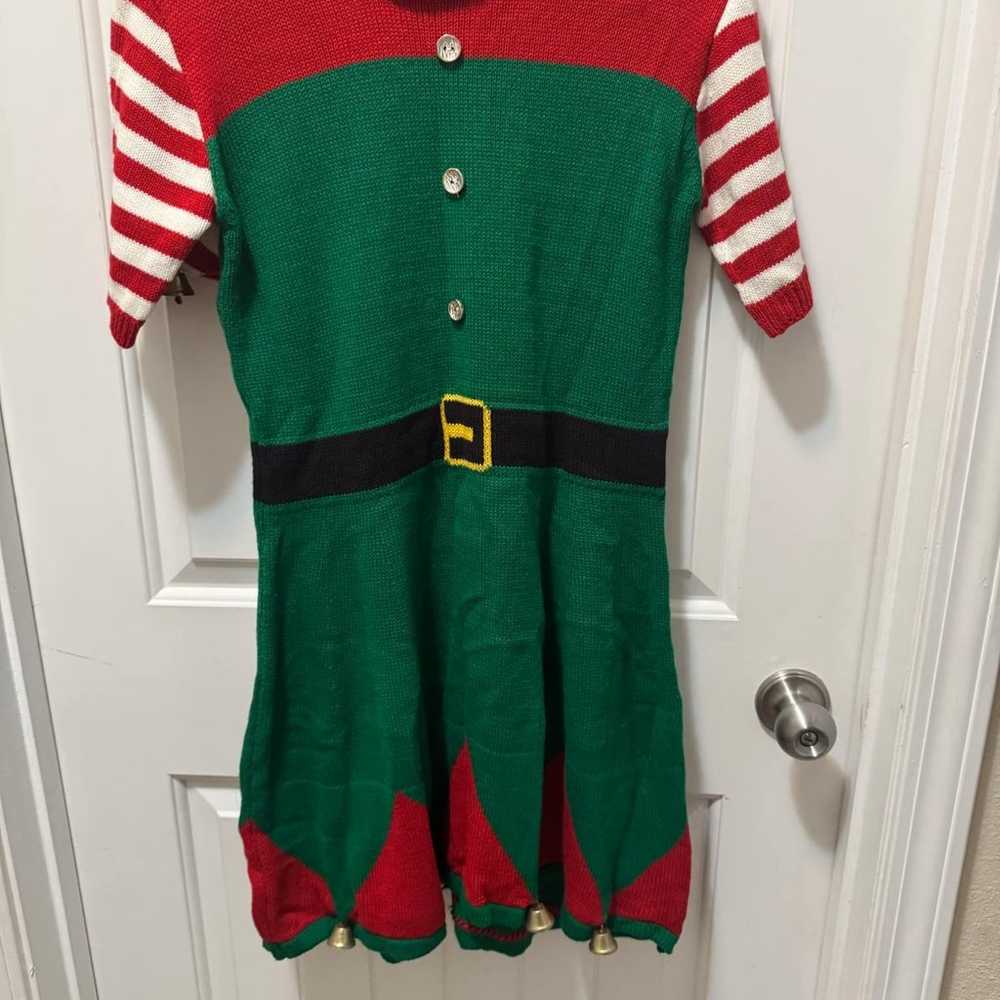 Women's Christmas Sweater Dress Elf Costume Santa… - image 1