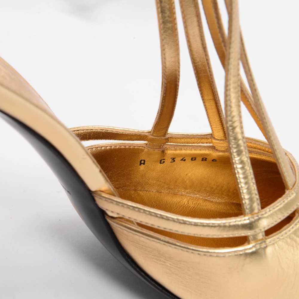 Chanel Gold Metallic Calfskin T-Strap Badge Pumps… - image 7