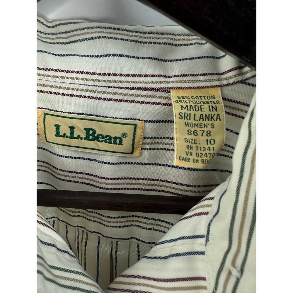 Vintage 1980s LL Bean Striped Button Up Shirt Wom… - image 4