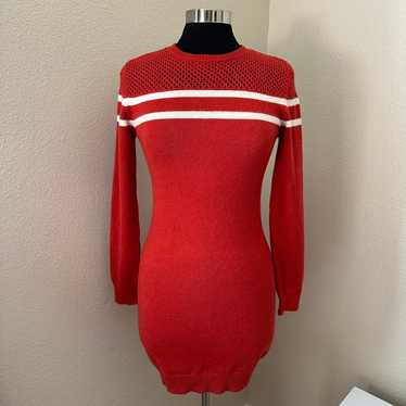 Angie Stripped Long Sleeve Orange Red Sweater Dre… - image 1