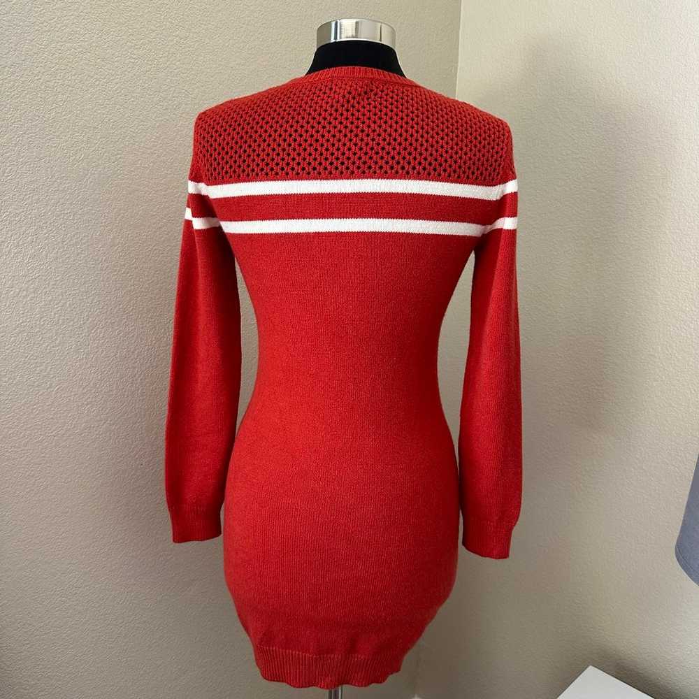 Angie Stripped Long Sleeve Orange Red Sweater Dre… - image 5