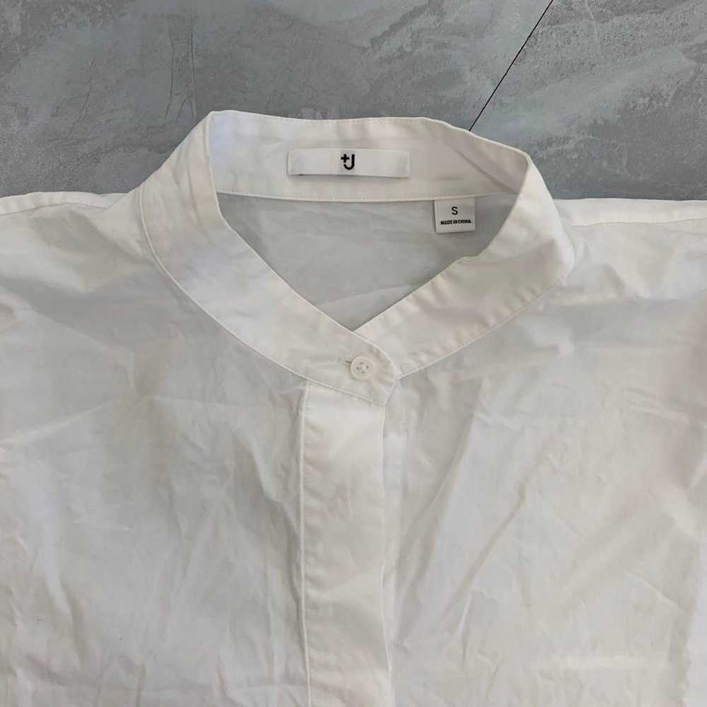 Uniqlo Cotton Shirt Band Collar Dolman Sleeve Whi… - image 3