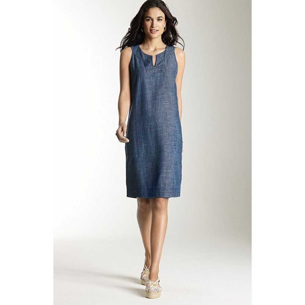 J. Jill Tencel Linen Shift Dress Women's L Twill … - image 1