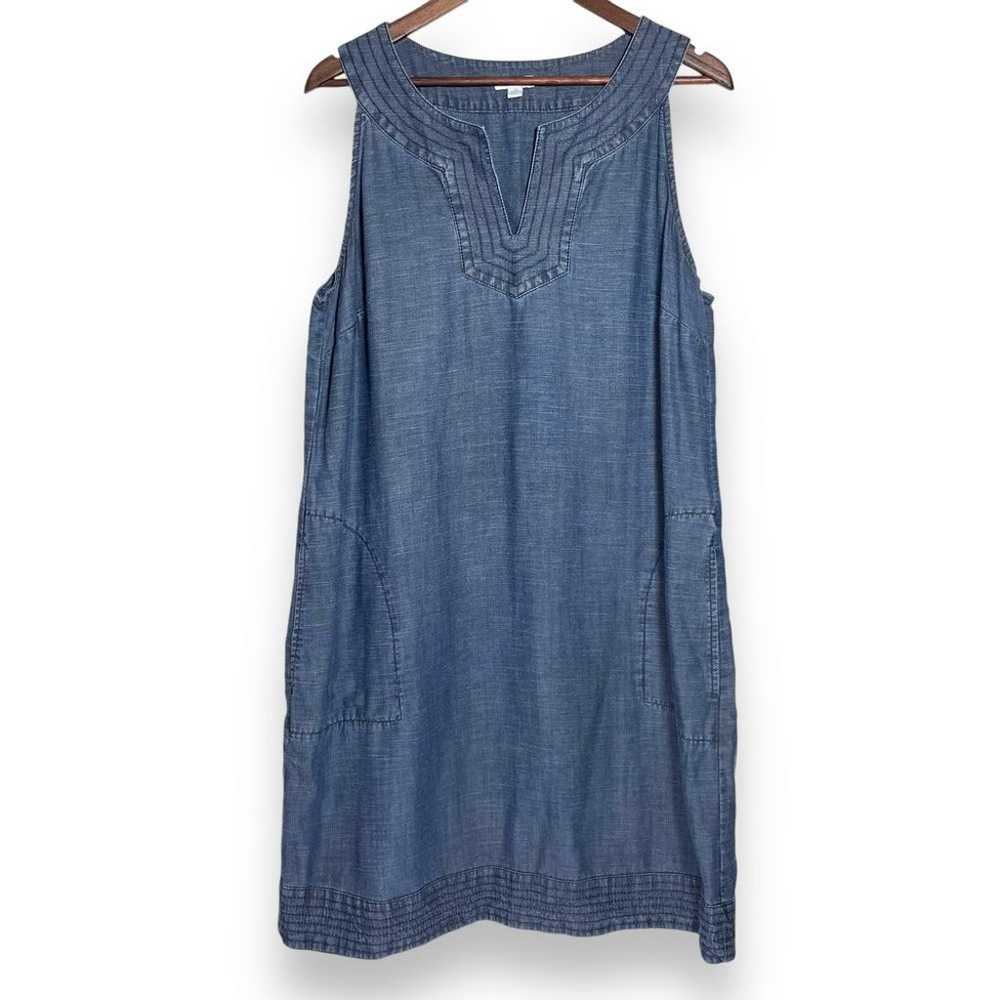 J. Jill Tencel Linen Shift Dress Women's L Twill … - image 2