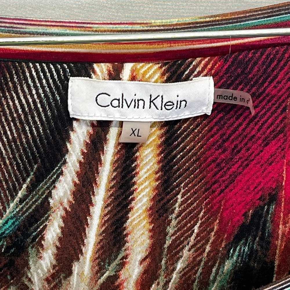 Calvin Klein Multicolored Feather Print Abstract … - image 3