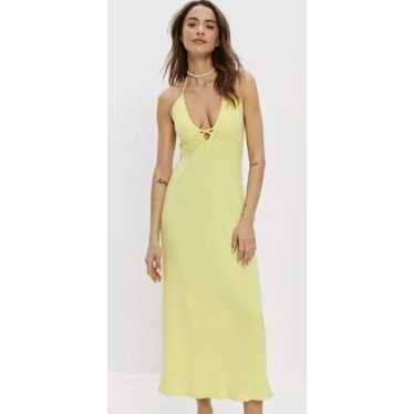 AMERICAN EAGLE AE Low Cut Ribbed Halter Midi Yello