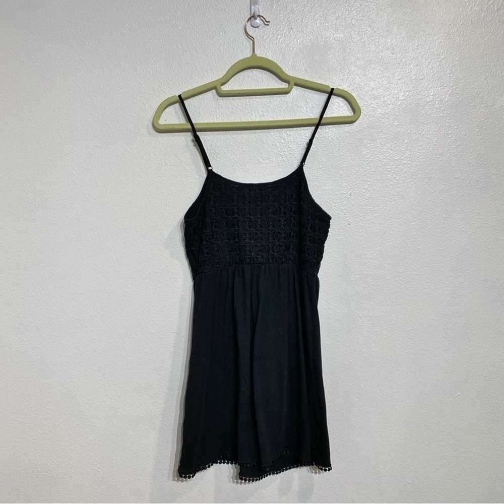 Topshop Black Embroidered Lace Up Mini Dress Sz 2 - image 8