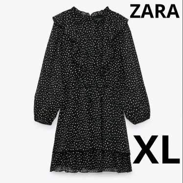 ZARA Sheer Frill Mini Dress Long Sleeve All-over … - image 1