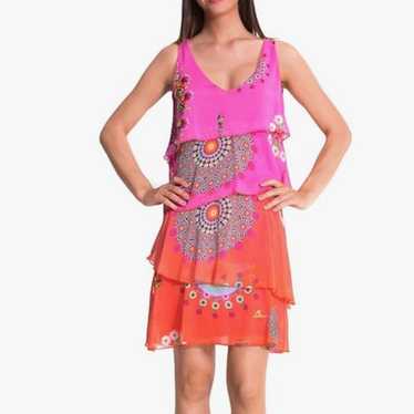 Desigual Lina Multi Colored Tiered Shift Fit Sleev