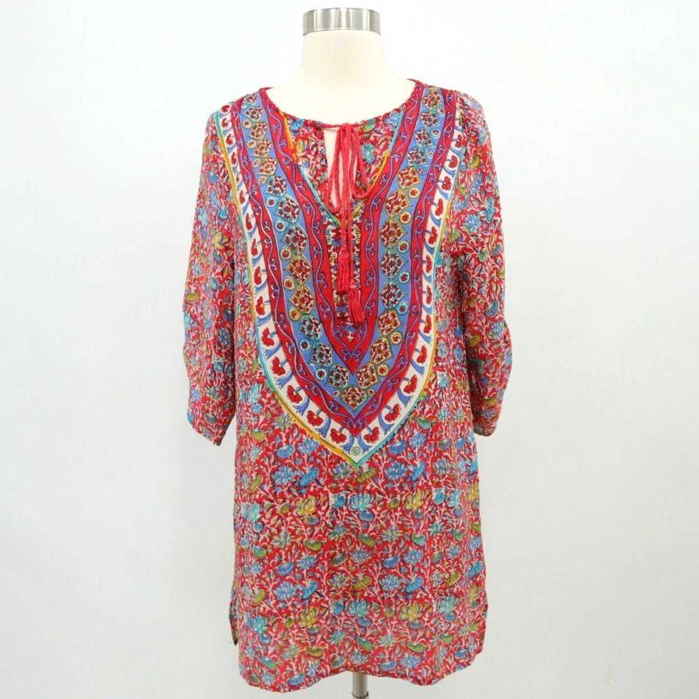 Iolani Silk Bohemian Floral Print Womens Tunic Dr… - image 1