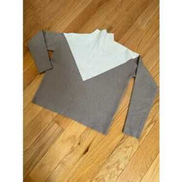Cynthia Rowley Color Block Mock Turtleneck, Taupe… - image 1