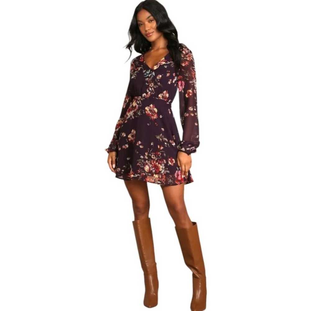 LULU'S Always Yours Plum Purple Floral Print Long… - image 2