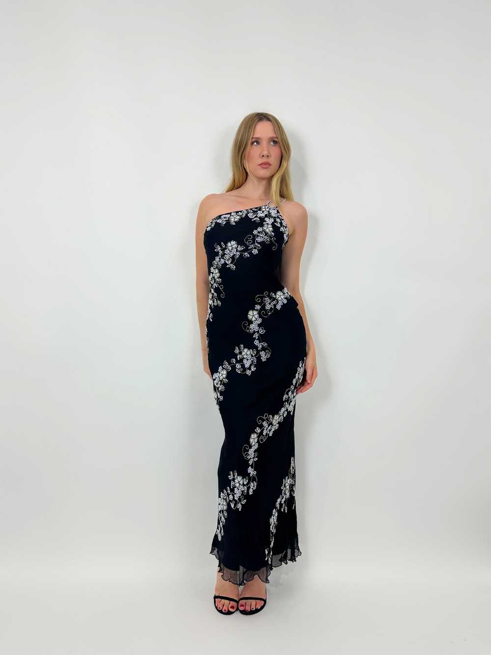 90s Silk Beaded Maxi Dress (XS) - image 5