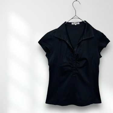 E6157 【Narakamieche】Blouse 100% Cotton Navy Plain… - image 1