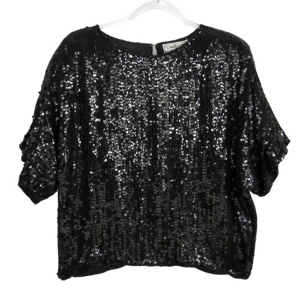 Candlelight 1980s Vintage Black Sequin Sparkly Si… - image 3