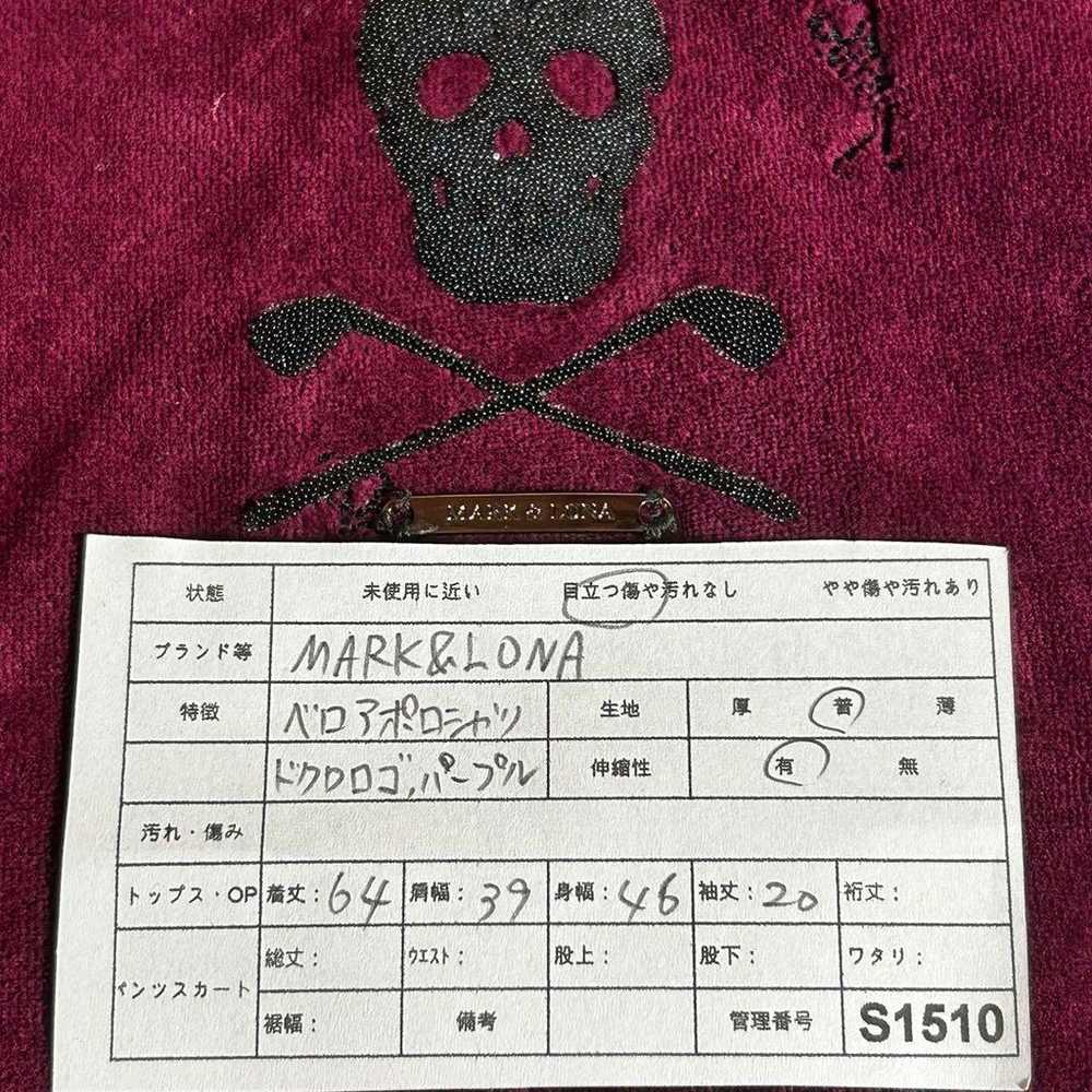 【MARK&LONA】Velour Polo Shirt Skull Logo Purple Wo… - image 2