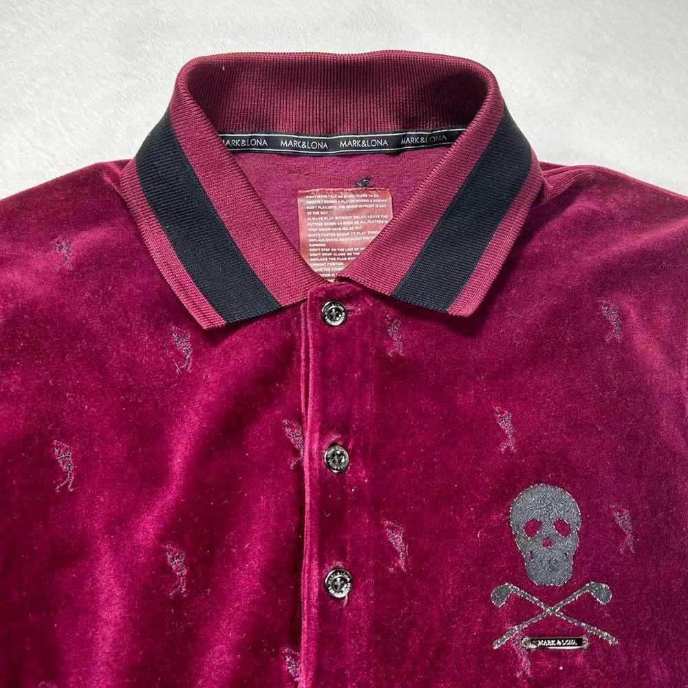 【MARK&LONA】Velour Polo Shirt Skull Logo Purple Wo… - image 7