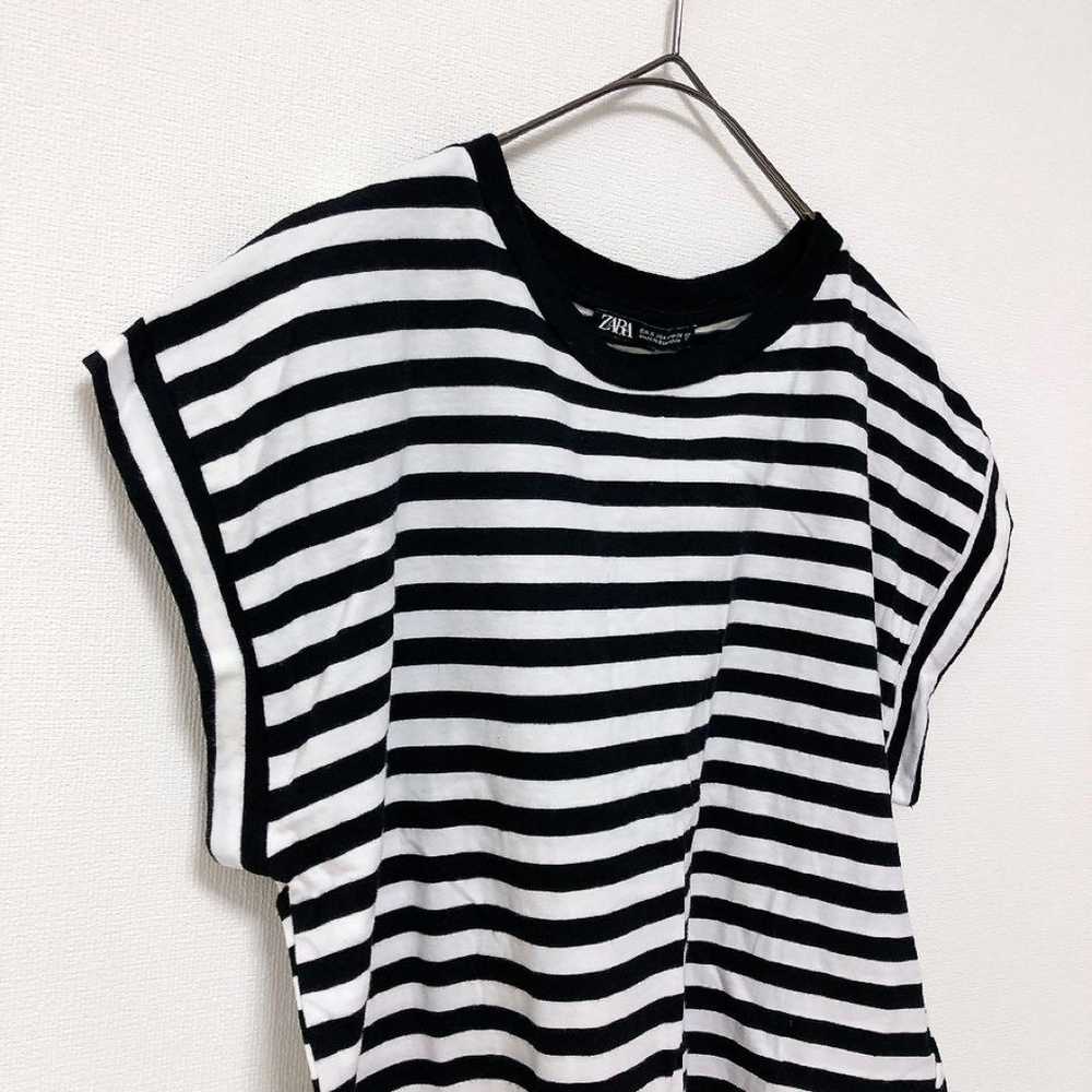 ZARA French Sleeve Cut Tee Border Casual S - image 3