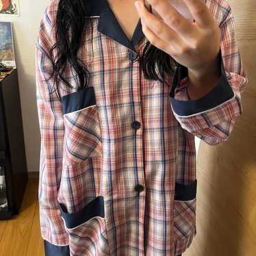 Vintage PLAJOL open collar pajama shirt