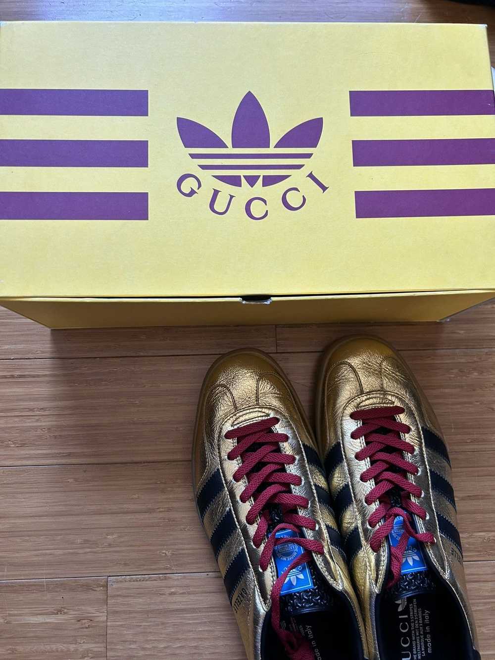 Adidas × Gucci adidas x Gucci Gazelle Metallic Go… - image 10