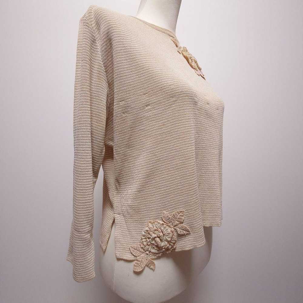 amitie Tops Cut-and-Sew Border Beige Corsage Ptp8… - image 8