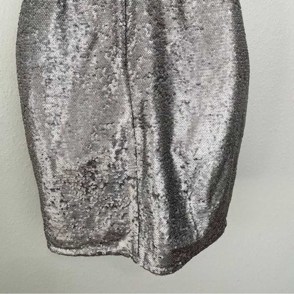 Harlyn silver sequin plunge neck matte waist tie … - image 11