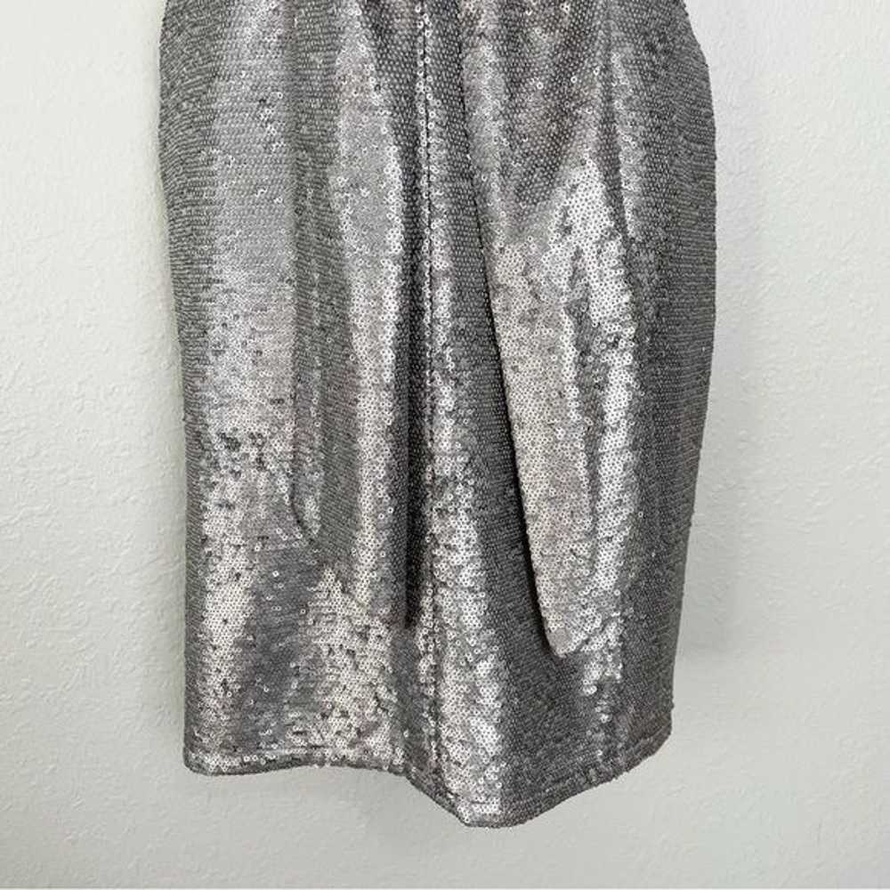 Harlyn silver sequin plunge neck matte waist tie … - image 6