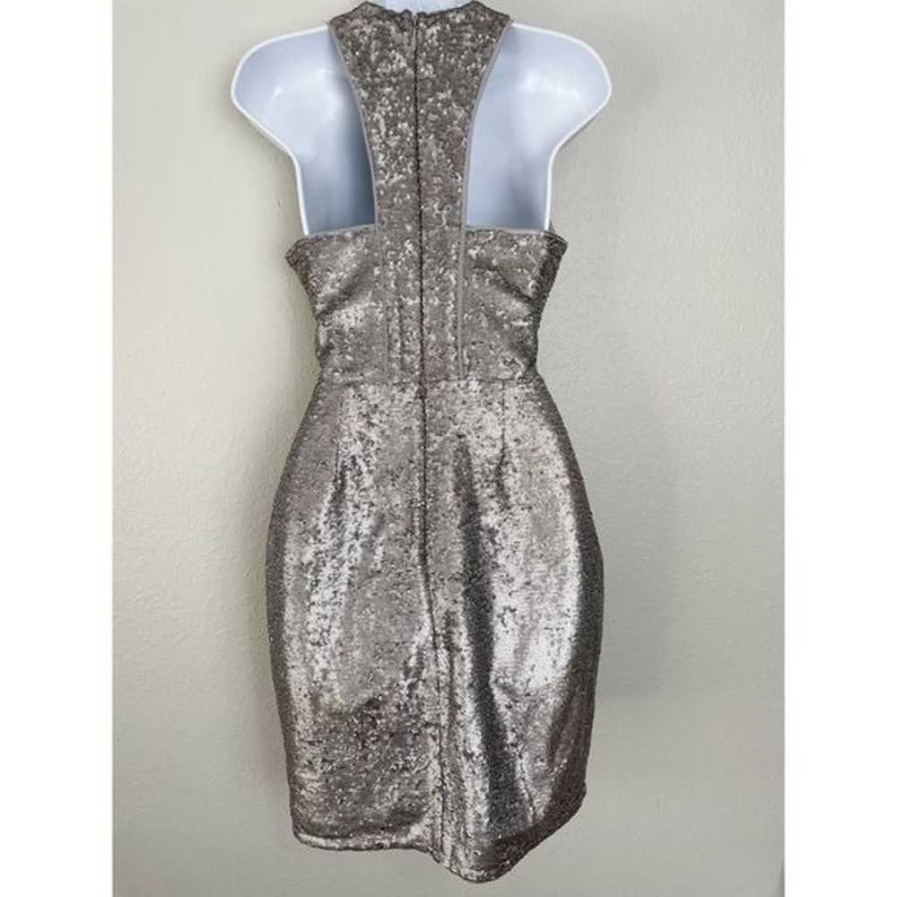 Harlyn silver sequin plunge neck matte waist tie … - image 7