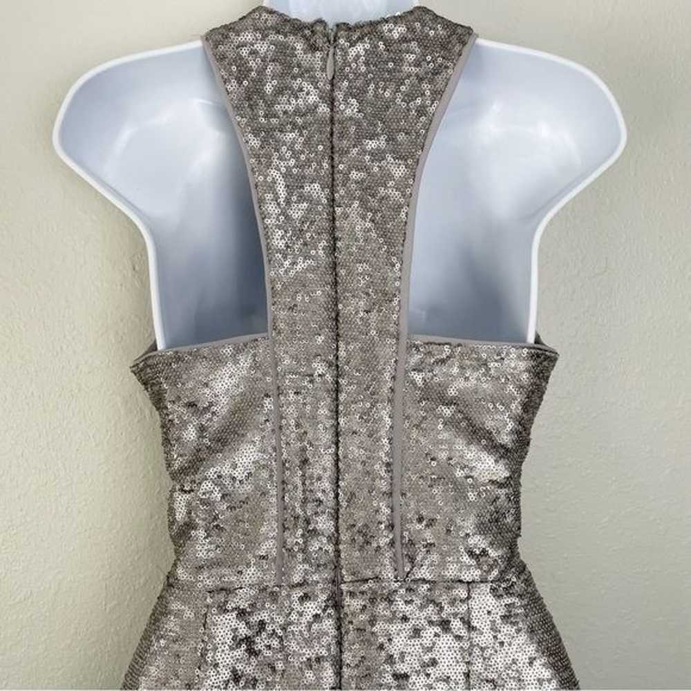 Harlyn silver sequin plunge neck matte waist tie … - image 8