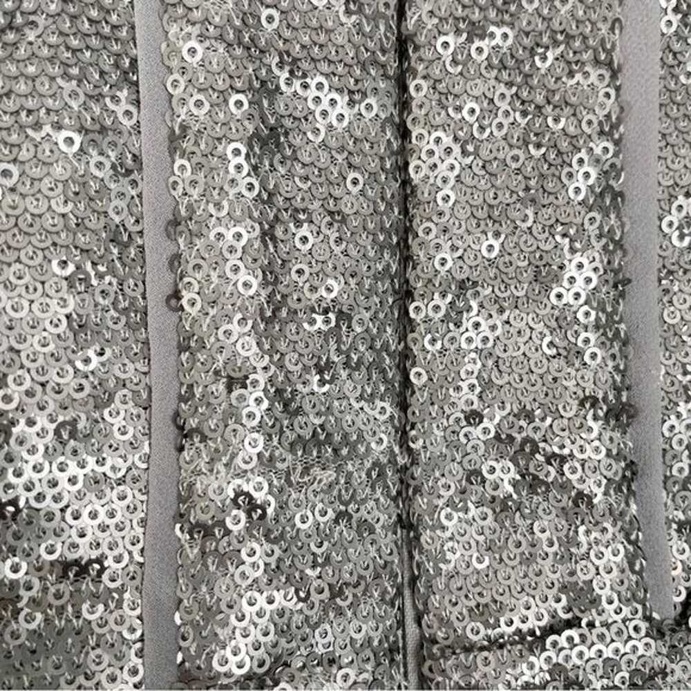 Harlyn silver sequin plunge neck matte waist tie … - image 9