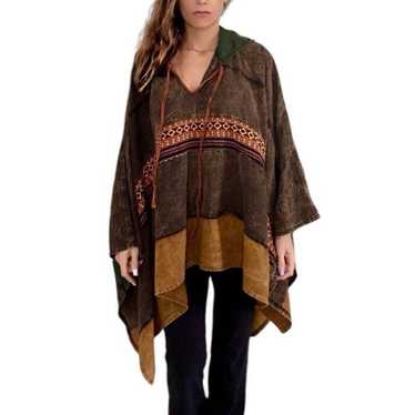 Vintage KATHMANDU IMPORTS Hooded Poncho Boho Hipp… - image 1