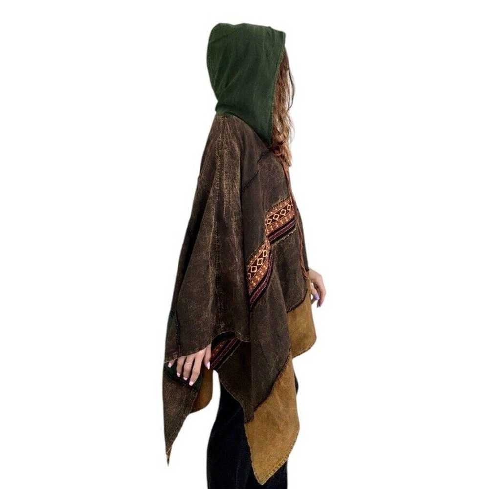 Vintage KATHMANDU IMPORTS Hooded Poncho Boho Hipp… - image 2