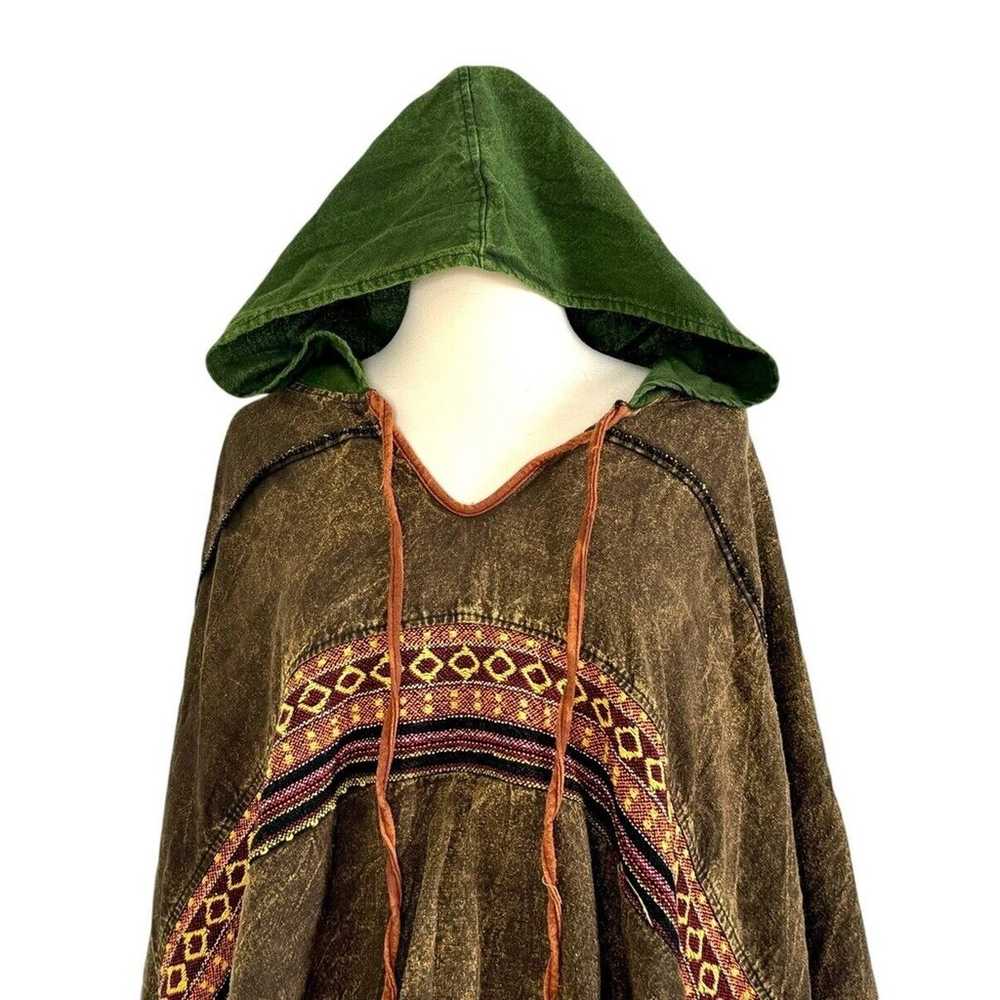 Vintage KATHMANDU IMPORTS Hooded Poncho Boho Hipp… - image 5