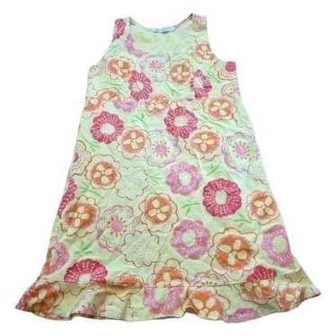 Vintage Fresh Produce Green Floral Midi Sleeveles… - image 1