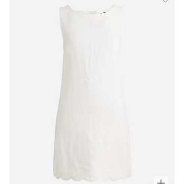 J. Crew Scalloped-trim shift dress in linen White 