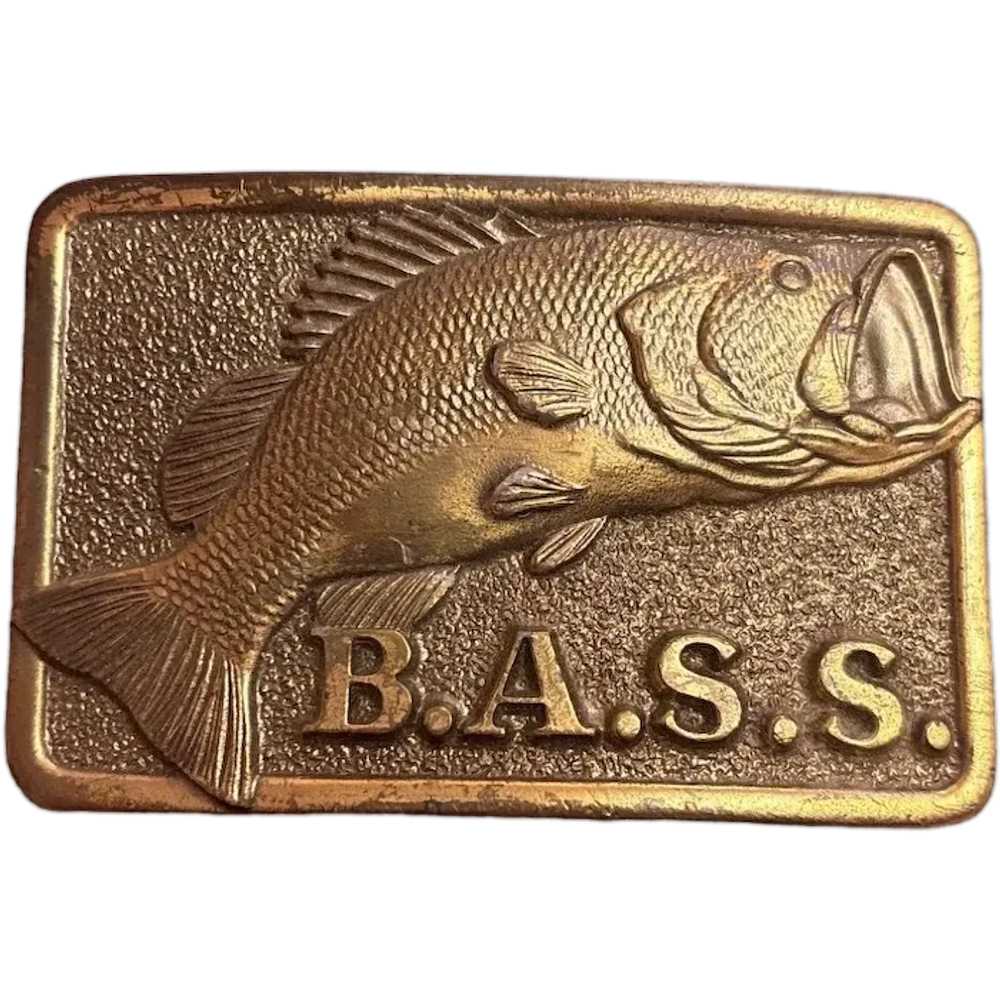 Vintage B.A.S.S. Brass Belt Buckle - image 1