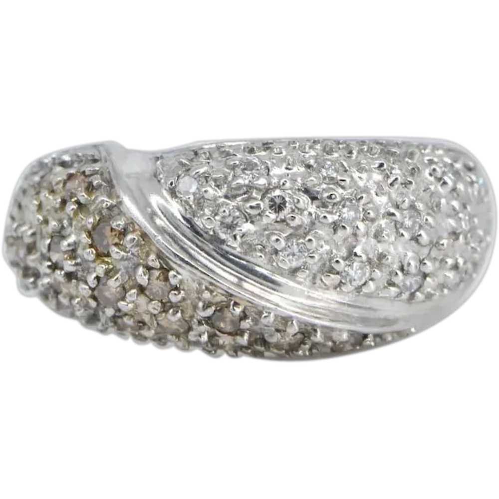 14K Pave Diamond Encrusted Statement Band Ring Si… - image 1