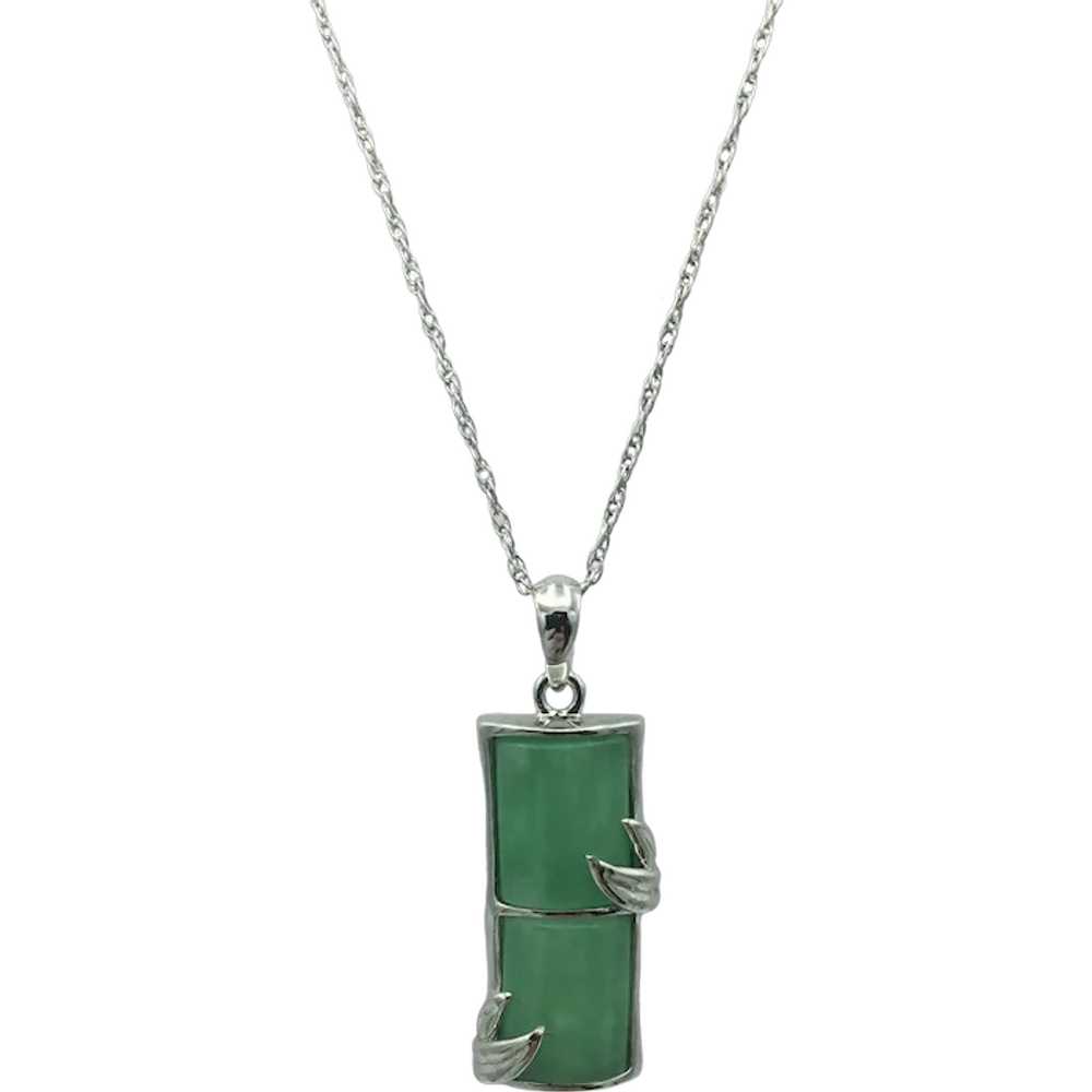 Sterling Silver Jade "Bamboo" Pendant - image 1