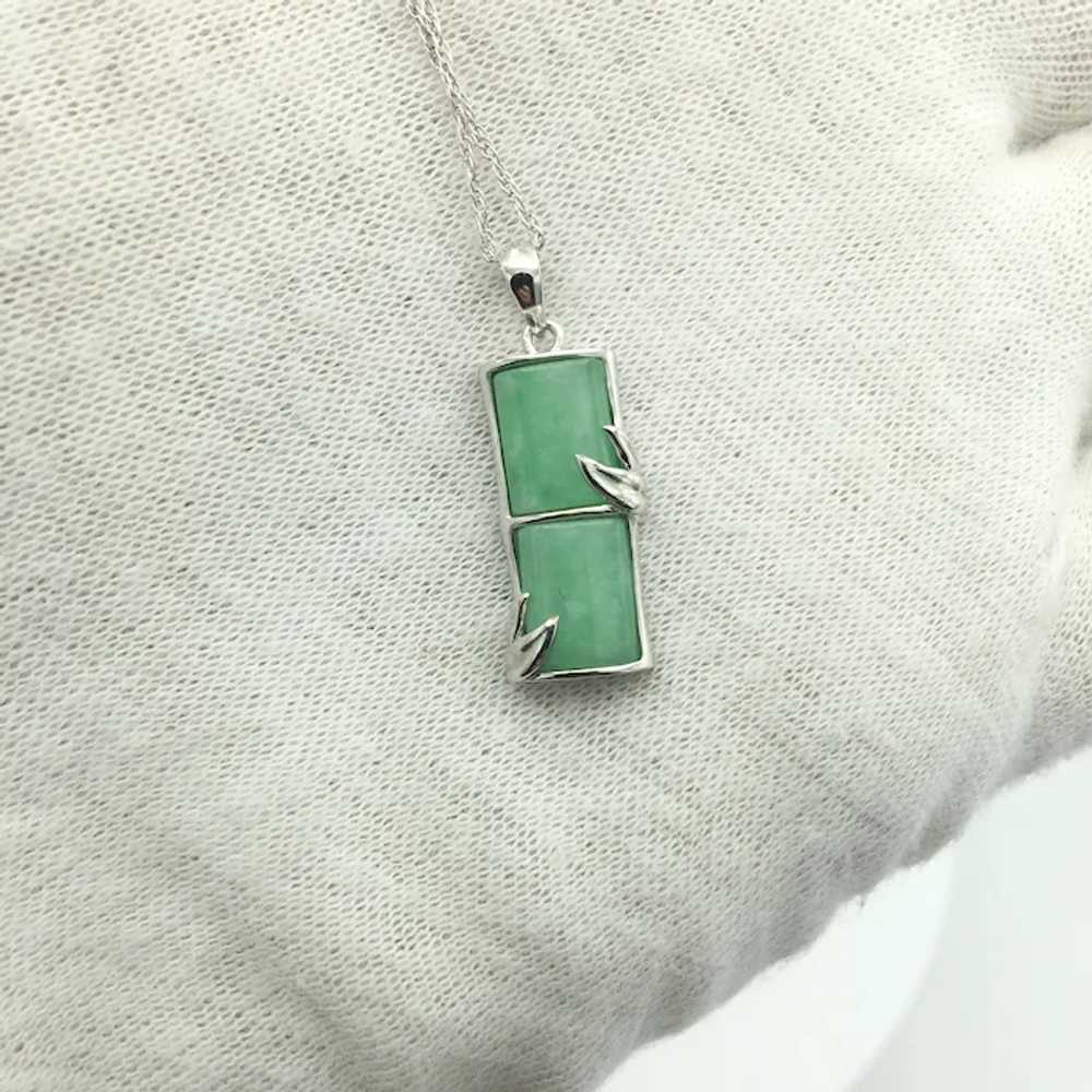 Sterling Silver Jade "Bamboo" Pendant - image 2