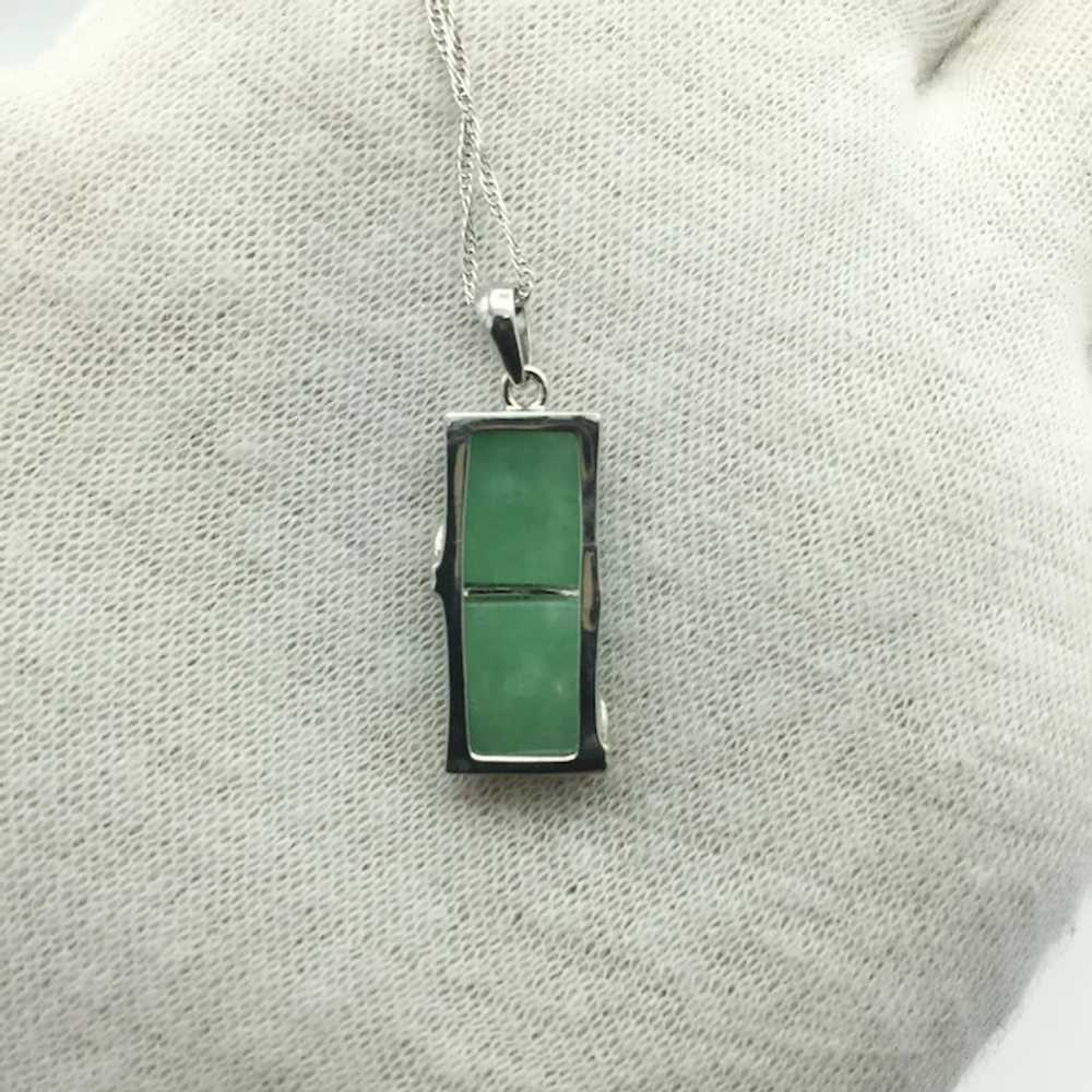 Sterling Silver Jade "Bamboo" Pendant - image 3