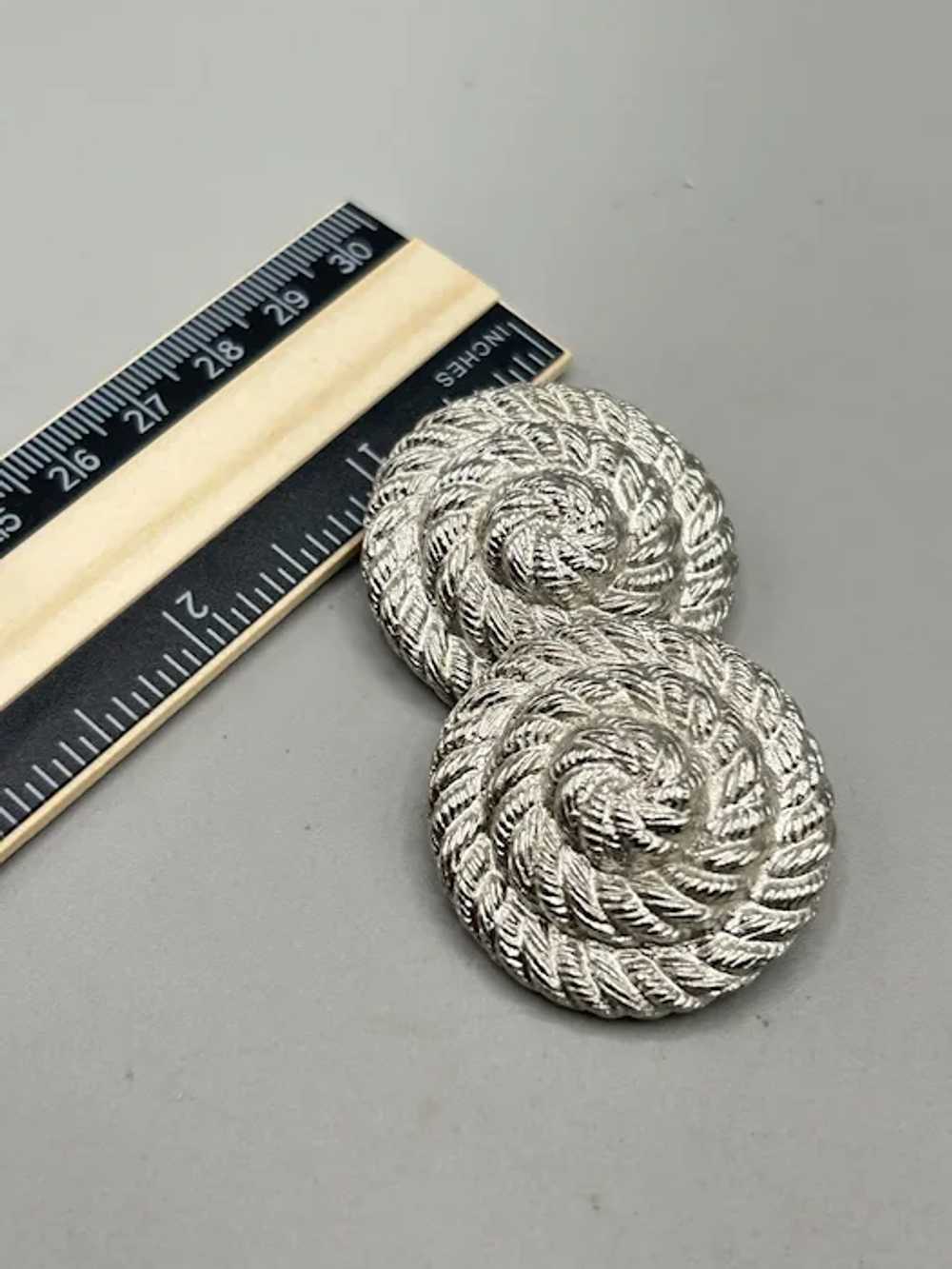 Vintage Silver Tone Rope Swirl Twisted Clip On Ea… - image 6