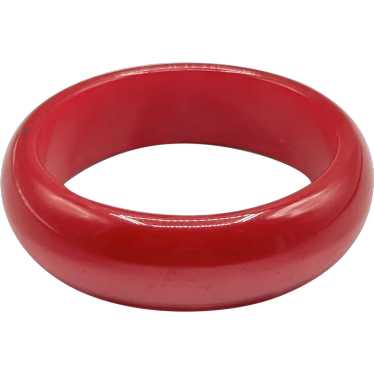 Vintage Red Moonglow Lucite Bangle Bracelet Wide … - image 1