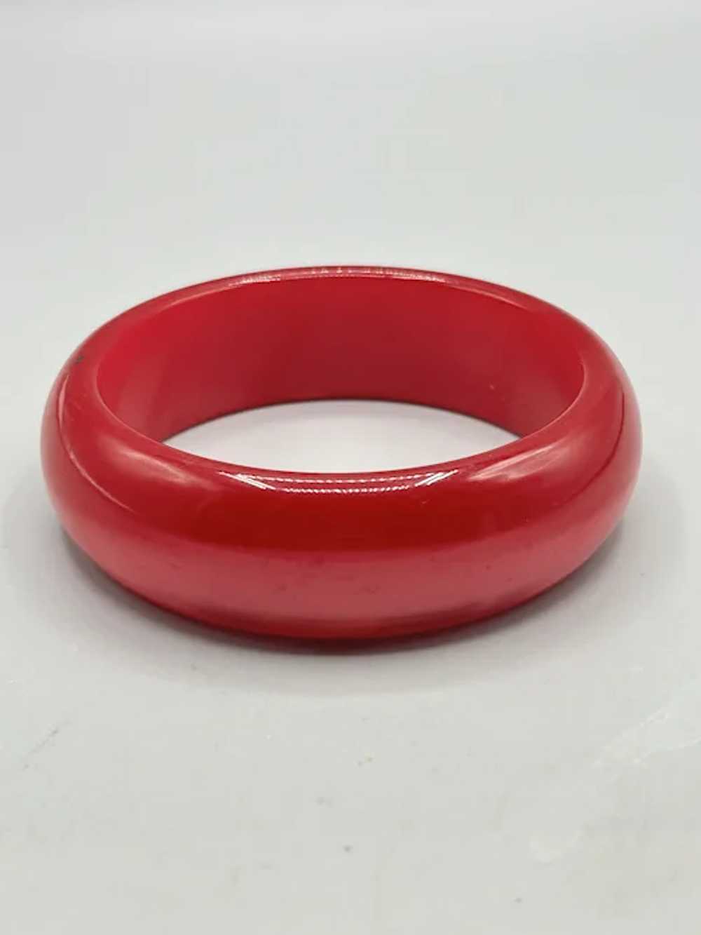 Vintage Red Moonglow Lucite Bangle Bracelet Wide … - image 2