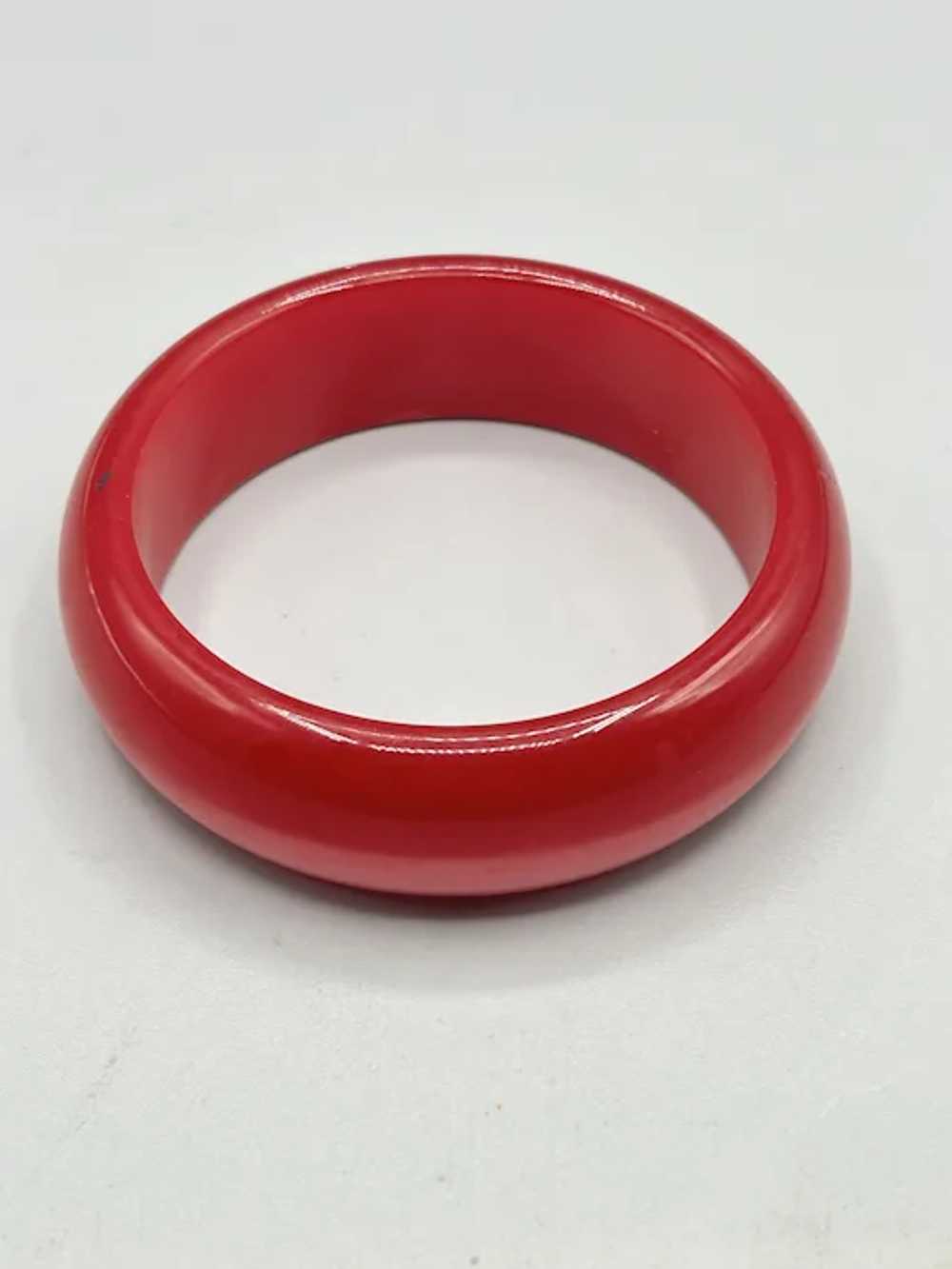 Vintage Red Moonglow Lucite Bangle Bracelet Wide … - image 4